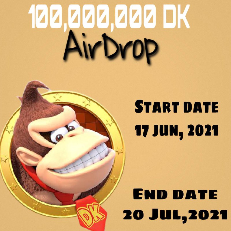 🚀 Airdrop: Donkey Finance
💰 Value: $ N/A
👥 Referral: $ N/A
💸 Tokens: 100M + 100k $DK
📊 Market: Pancakeswap 
📅 Airdrop end date: 20 July, 2021
🏦 Distribution date: 30 July, 2021

Talk with the Telegram Bot: t.me/DonkeyFinanceb…

#Airdrop #Crypto #Airdrops #cryptocurrency