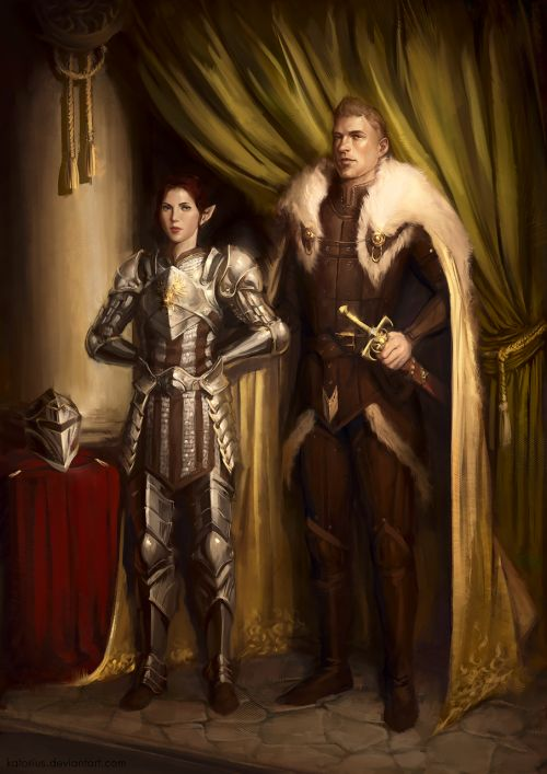 "The Hero of Ferelden standing next to her friend King Alistair."

I mutter under my breath.

"How much longer do we have to stand like this? Haven't they finished already?"

i.pinimg.com/564x/b4/d7/0c/…