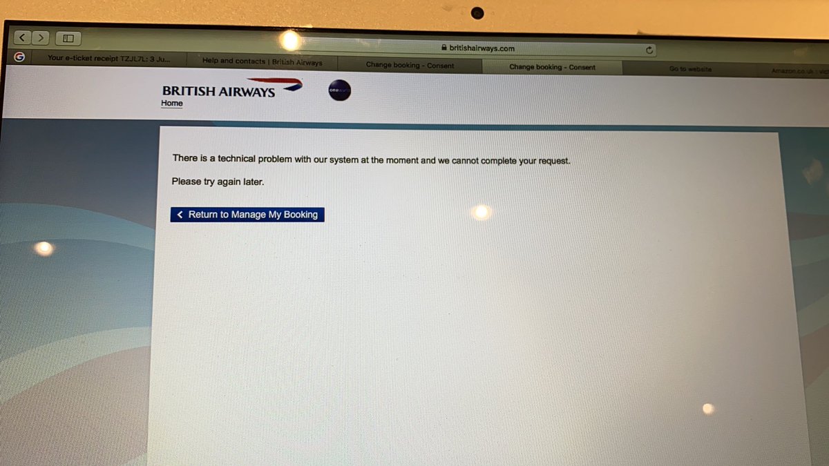 speichert's tweet photo. @british_airways can’t change my flights online due to technical issues and phone lines are telling me that no one is able to take my call at the moment .... #poorcustomerservice https://t.co/phGOGsZvdC