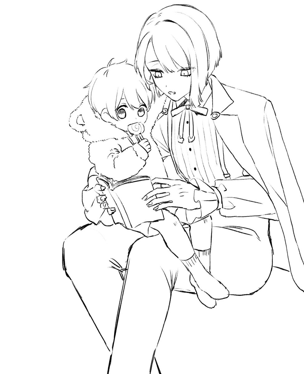 28. 先程のラフの線画

詳細パーツは線画レイヤーとは分けて描きます。
瞳のフチは色塗りの段階で消してしまうことが多いので、目がなくなりがちです。
怖ッ 