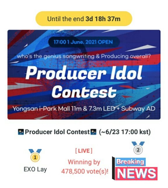 allforexo408's tweet photo. Don't forget to collect your votes and check your attendance in FanPlus. Producer Idol Contest will end in less than 3 days. Lay is leading with small gap. Keep on collecting EXO-Ls!

Add us as a referrer. Use our code: #5caf69da

#EXO #엑소 @weareoneEXO 
#DONT_FIGHT_THE_FEELING https://t.co/JNoJNfnIOM