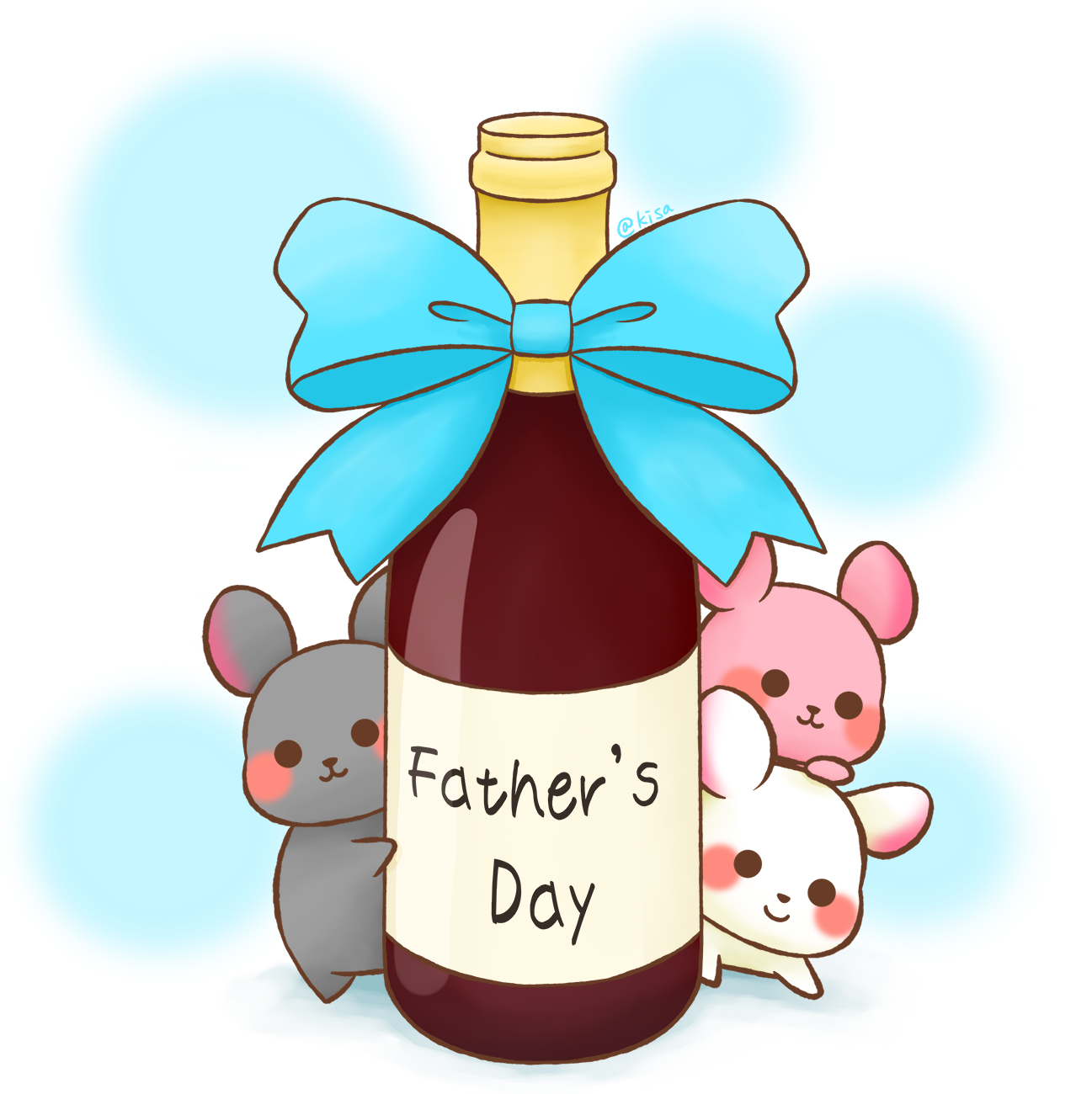 Kisa イラストレーター 今年の 父の日 イラストは 13年の リメイク です この絵もワインですが リアルに父にワインを買いました 笑 ゆめうさぎさんたちのパパは たぶんおしゃれです 父の日イラスト ゆめうさぎ うさぎ イラスト Rabbit 絵