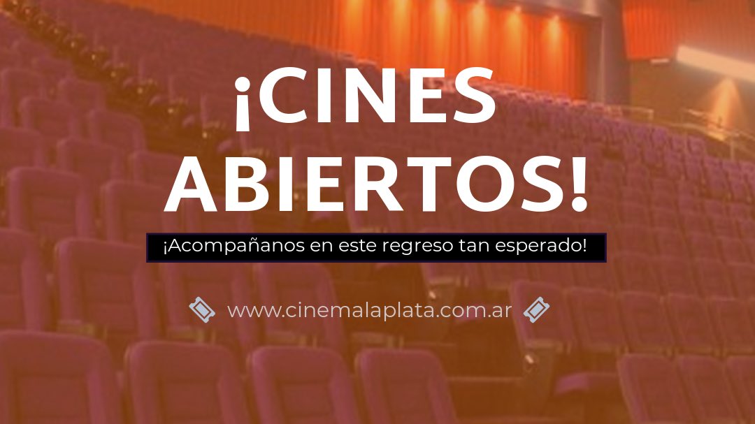 📢 ¡CINES ABIERTOS! 📢
Desde hoy los esperamos con muchísimas películas en cartelera y con todos los protocolos para seguir disfrutando del cine en el cine 🙌🏻🙌🏻🙌🏻 

🎟 Comprá ya tus entradas en cinemalaplata.com.ar o conseguilas en nuestras boleterías desde las 13:30hs. 🎟