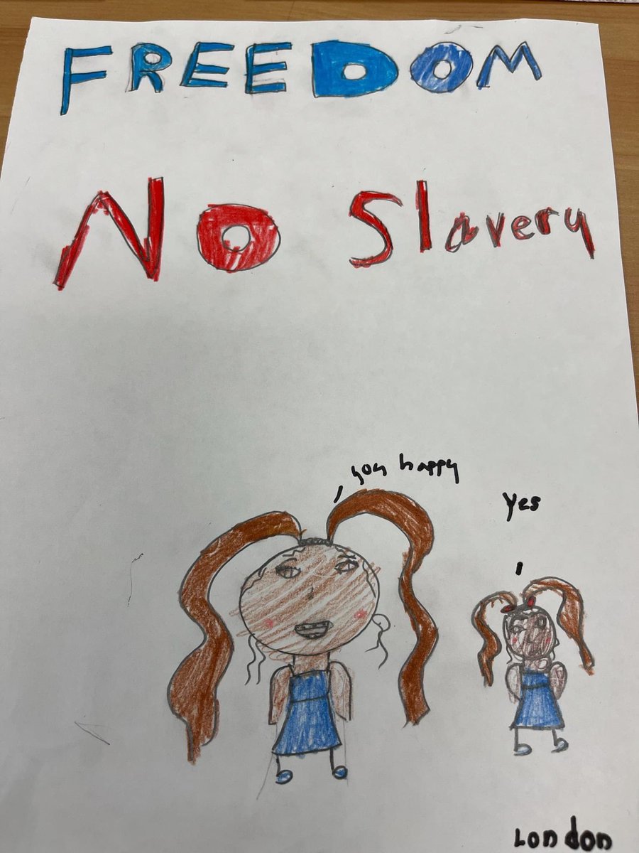 kidsindistress's tweet photo. On this day in 1865, enslaved African Americans learned of their freedom. We commemorate today by celebrating #Juneteenth with our family and friends. 

Yesterday, the kids at Aftercare learned about the history of Juneteenth and created art to share the lesson. https://t.co/lLqupmGMX3