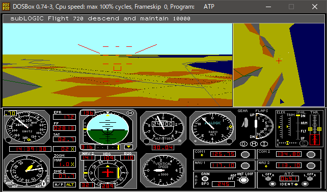 Player073811's tweet photo. #atp #sublogic キャリアアサインメント、後半の71番SFO-SANをやってみたがいつもと同じ。your own navigationと言うくせに進路を変えると怒るし、気象レーダーも出番なし。もしかして案外単純なゲームなのかも。 https://t.co/XwGuJDeDag