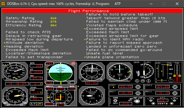 Player073811's tweet photo. #atp #sublogic キャリアアサインメント、後半の71番SFO-SANをやってみたがいつもと同じ。your own navigationと言うくせに進路を変えると怒るし、気象レーダーも出番なし。もしかして案外単純なゲームなのかも。 https://t.co/XwGuJDeDag