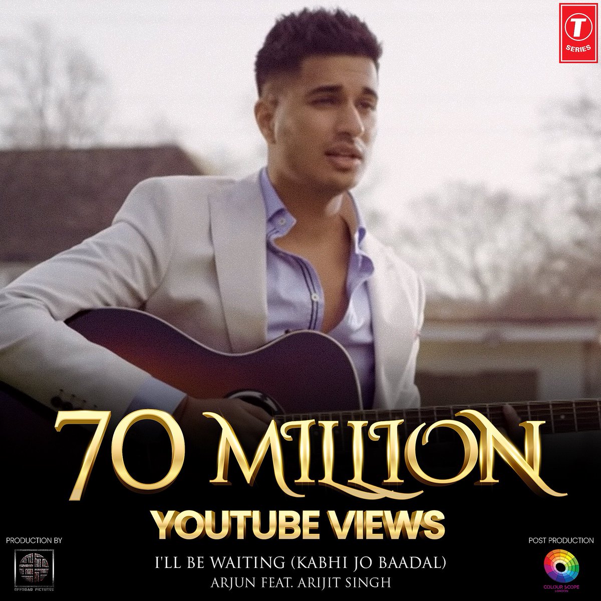 Hasinth's tweet image. Yess!! 🥳  A big congratulations to @arjunartist and Arjit Singh and @TSeries from all of us at Off Road Pictures (@offroadpicturesuk ) and Colour Scope London (@colourscopelondon ) on 70 Million views for “I’ll Be Waiting (Kabhi Jo Badal) ” Music video. Directed by @Hasinth