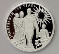 Back in 2015 I worked with <a href="/iskart/">iskart</a> and NJOF (nationaljuneteenth.com) and made a 1 oz 0.999 fine silver coin commemorating the 150th #juneteenth as well as raise interest in precious metals. Amazing to see it is now a national holiday. Get the coin here bit.ly/3vFFzv9