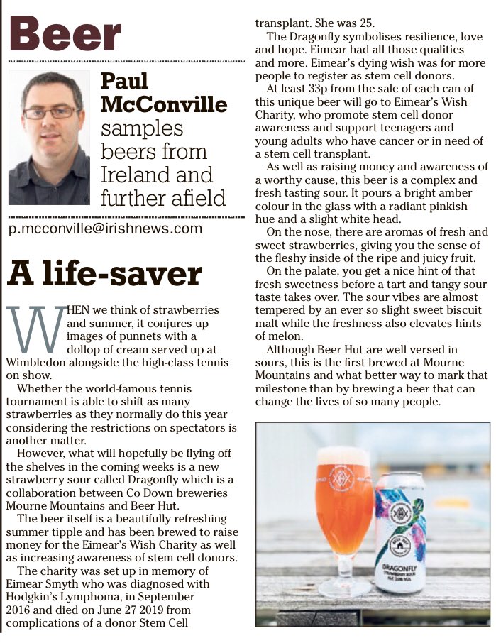 Eimears_Wish's tweet photo. Yes I know I wouldn’t look out of place outside a butcher’s shop. Reports are coming in that our Dragonfly Sour by @MourneBrewery if flying of the shelves, @DCWinesBelfast has had a second delivery and will be ordering more on Monday if there’s any left. #StenCells #FathersDay https://t.co/JC405LlUqd