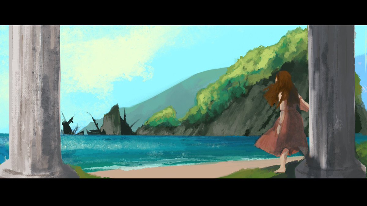 sofzitou's tweet image. Reading book vi of the Odyssey, where Odysseus’ ship crashes on Phaecia’s shores. (I’ve taken artistic liberties here lol)