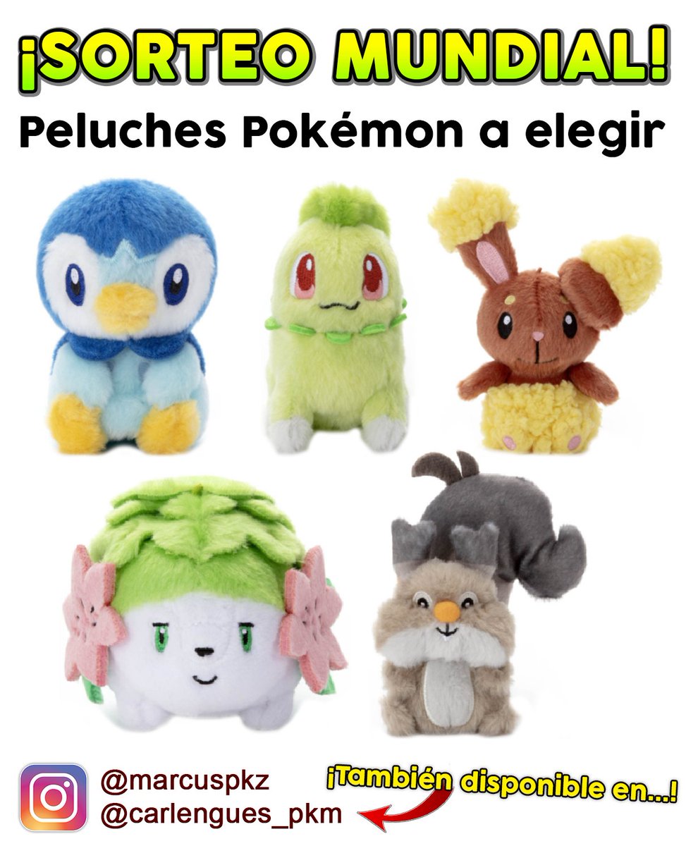 ¡SORTEO 2 PELUCHES POKÉMON! Para participar:
👉 Dale RT a este tweet
👉 Síguenos a mí <a href="/MarcusPkZ/">Marcus</a> y a <a href="/PokeCarlengues/">Carlengues</a> 

🔔 Pásate por nuestro Instagram y participa ahí también para tener más opciones de ganar. Si eres suscriptor de mi canal de Twitch tendrás más participaciones 💜