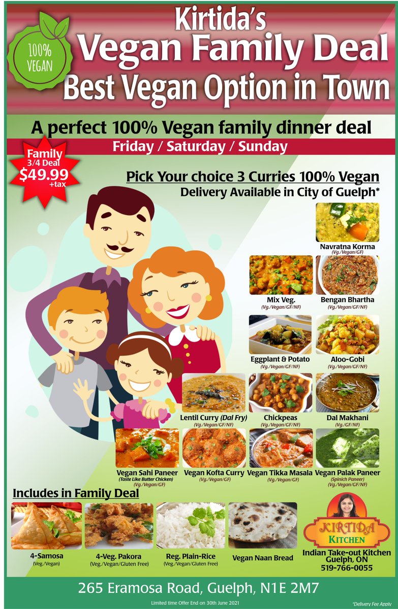Book your Father's day special family dinner <a href="/KirtidasKitchen/">Kirtida Kitchen</a>  <a href="/guelphvegan/">Guelph vegan</a> @visitguelph #guelph #supportsmallbusiness