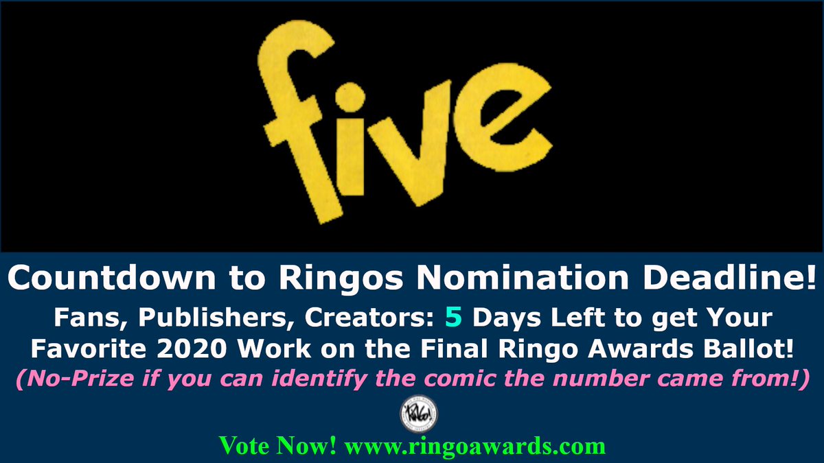 Promote the vote! 5 days left for The Mike Wieringo Comic Book Industry Awards nominations — ringoawards.com #ringoawards