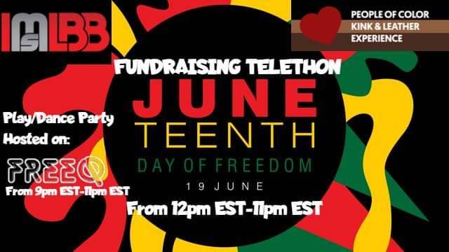 POCKLEProject's tweet photo. JUNETEENTH TELETHON 
Coming up next:
Steeltoe Scrivener - Bootblack Demo
Mama Vi Johnson - POC Leather History
Graylin Thornton - POC Leather History 
Kinkerbell - POC Leather History
Pup Shade - Artwork

https://t.co/6NX5JhW2hD
https://t.co/eiLFHizMrT 
https://t.co/9nj6bgiiAp https://t.co/SqlxjYf6ne