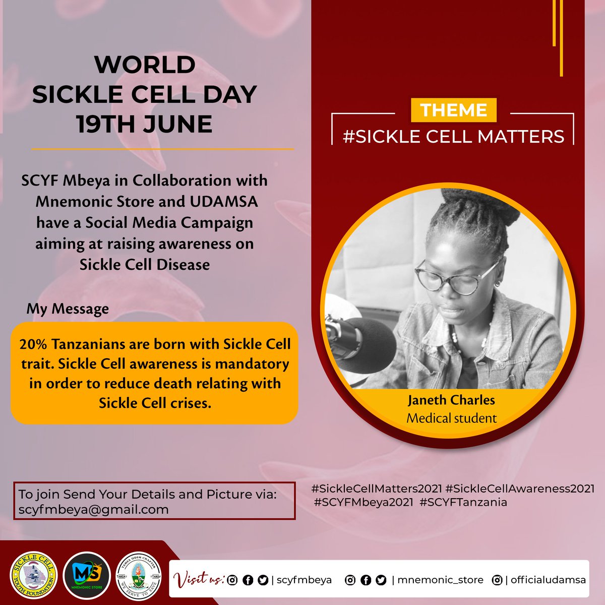 scyfoundation's tweet photo. #SickleCellMatters2021
#SCYFMbeya2021
#Officialudamsa
#jointheracetobreaksicklecellcycle 
#WorldSickleCellDay 
#wscd
#breakthesicklecellcycle 
#kuwamjanjaijuesikoseli 
#knowyourgenotype 

@scyfmbeya @juliemakani @muhimbiliuniver @Kudu_ze_Kudu https://t.co/IbtobZPA6b