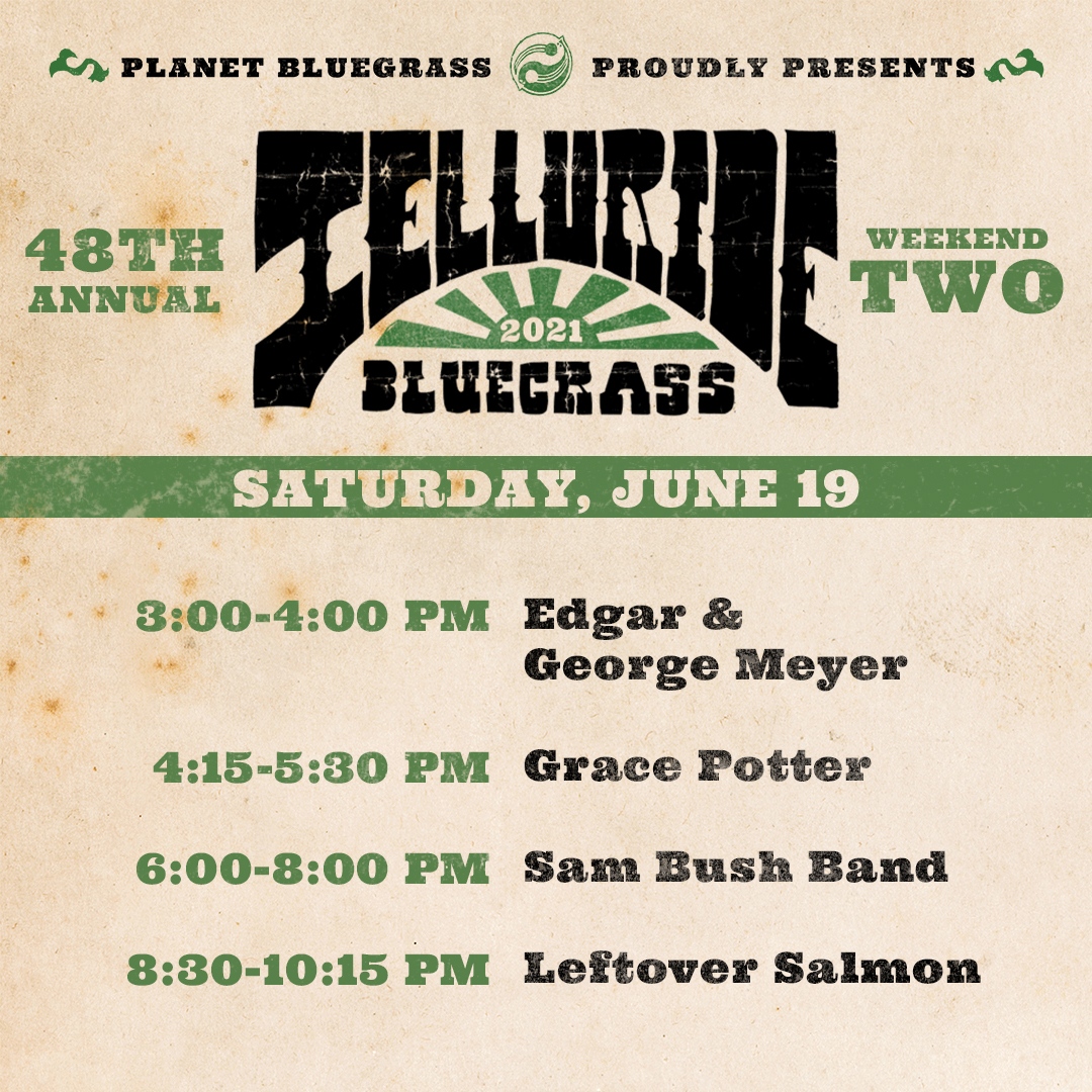 We're heading into day 3 of wknd 2 of #telluridebluegrassfestival, presented by Planet Bluegrass, and we couldn't be having more fun! Tune in today on Mandolin to catch Edgar &amp; George Meyer, <a href="/gracepotter/">Grace Potter</a>, <a href="/sam_bush/">Sam Bush</a> Band, and <a href="/LeftoverSalmon/">Leftover Salmon</a>. $30 🎟️  here: bit.ly/3i8r93k