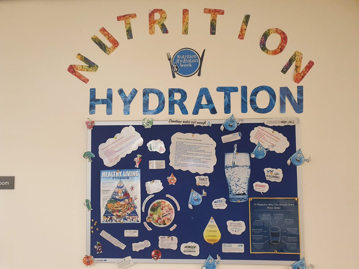 Rachel_Kirby1's tweet photo. Ward 311 have embraced #NutritionandHydrationWeek2021 with nutrition based activites, hydration awareness and a focus on protected mealtimes @UHDBTrust @UHDBDietetics @UHDB_DME https://t.co/KCanX9RG9J