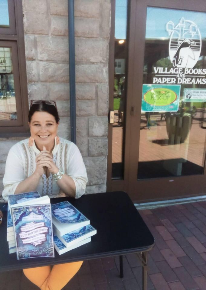 Long awaited moment! Book signing in preps for the debut of my historical novel CUT FROM THE EARTH virtual FREE event launch on the solstice! This Monday, June 21 at 1 pm! Join us! Sign up here: villagebooks.com/.../litlive-st…...
(Click on: "CLICK HERE TO ATTEND — under the event photo)