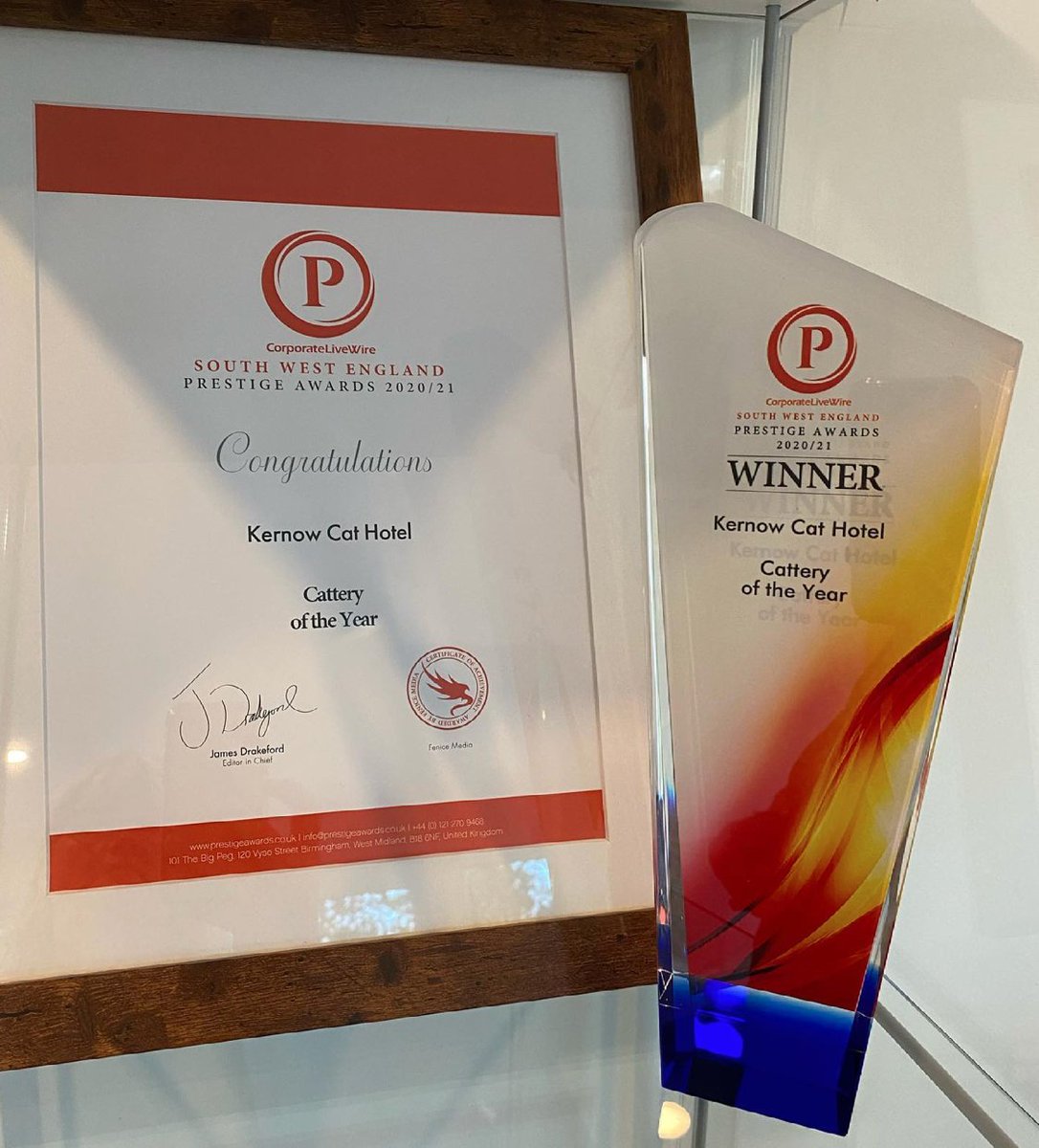 outsetcornwall's tweet photo. Congratulations to one of our amazing clients @KernowCatHotel just awarded Cattery of the Year 2020/2021! Wishing Ruth and all her team the very best for the future.
https://t.co/G8DZBbRkpX
#OutsetFamily #ShoutoutSaturday #businessawards #OutsetCornwall https://t.co/IroIDFnEZc
