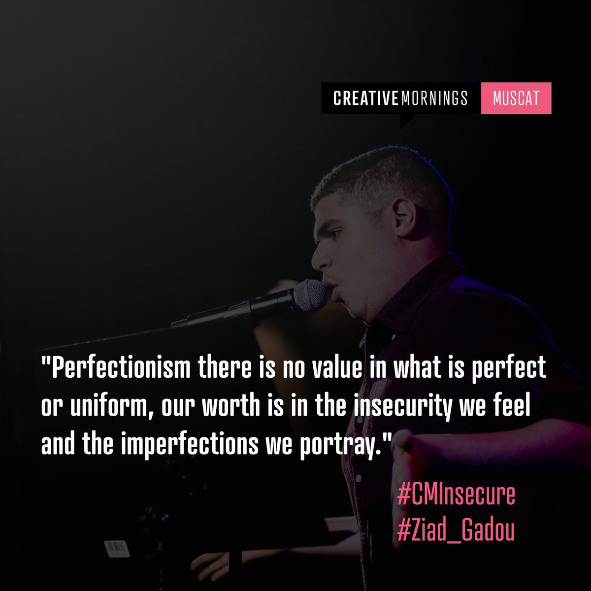 cm_muscat's tweet image. We would like to hear your thoughts 💭 
A quote from Ziad Gadou’s session on #CMinsecure ✨

To watch the full session, please check our CreativeMornings Muscat community website.