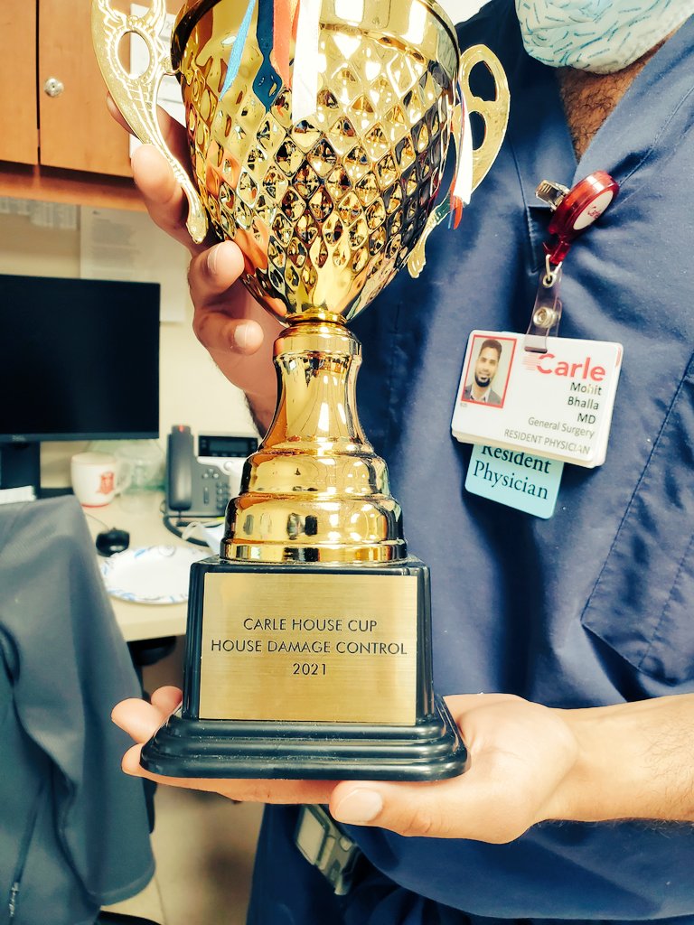The name plate for the Carle House cup has arrived! Congrats again to House Damage Control! <a href="/BennyGMD/">Benjamin Gulbrand</a> <a href="/marrero_katie/">Katie Marrero</a> <a href="/MoBhallaMD/">Mohit Bhalla</a> and Kelly Schulte. <a href="/MIS_Christian/">Christian Perez</a> <a href="/RobertYu_11/">Robert Yu, MD FACS FASCRS</a> #braggingrights