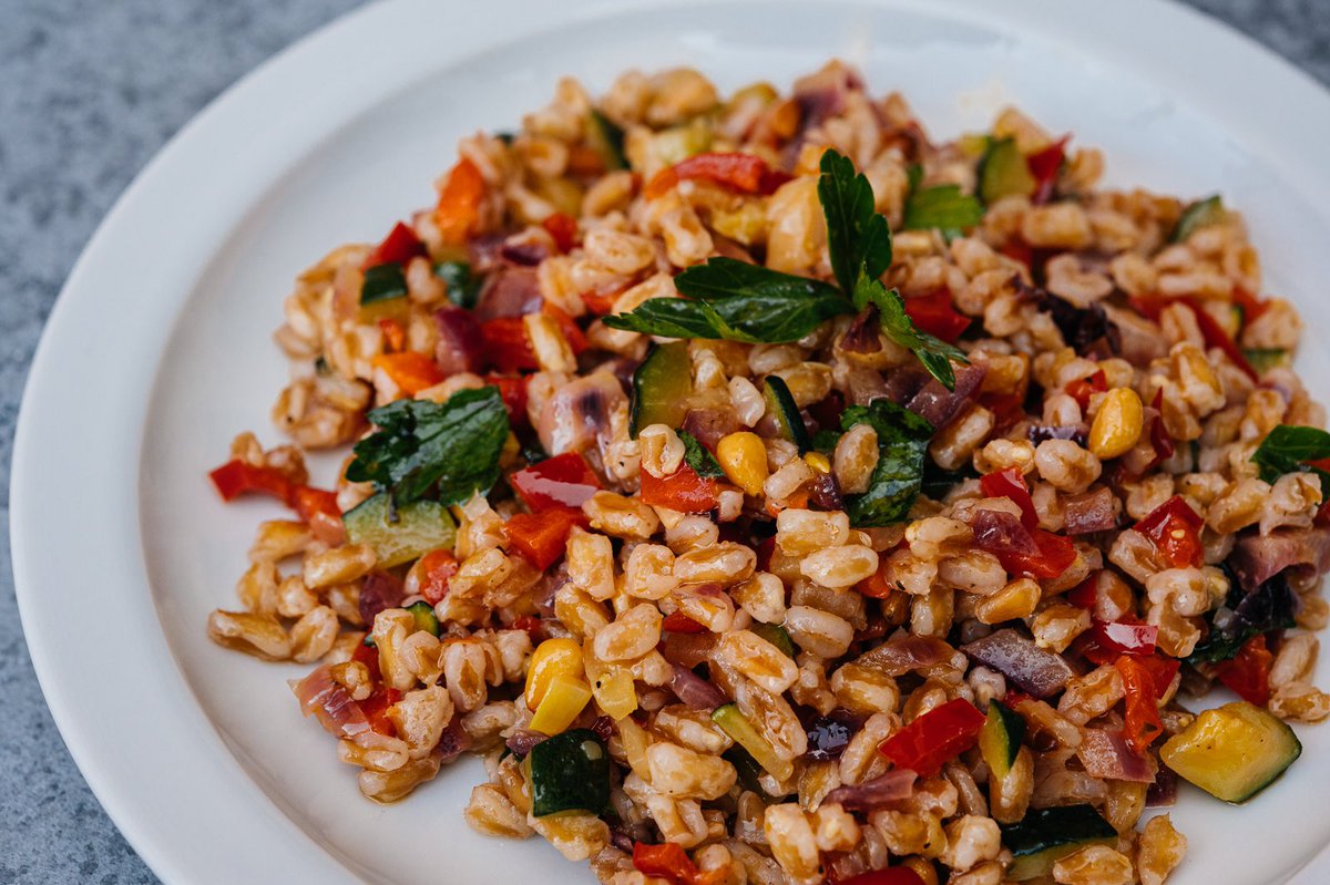 Have you tried our new FARRO SALAD? Farro, Zucchini, Red Pepper, Onion, Pine Nuts, Lemon, Parsley.