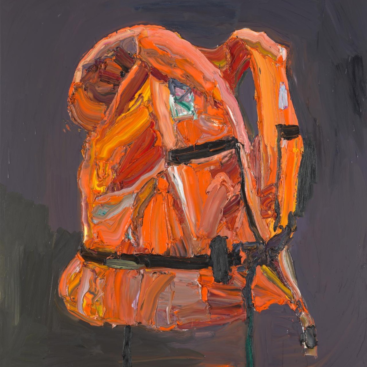 NGVMelbourne's tweet image. On a beach in Lesbos, artist Ben Quilty observed orange life jackets, discarded by Syrian asylum seekers as they reached the shore after making the perilous journey from Turkey. High tide mark, 2016, invites you to consider current world issues. #WorldRefugeeDay #NGVEveryDay