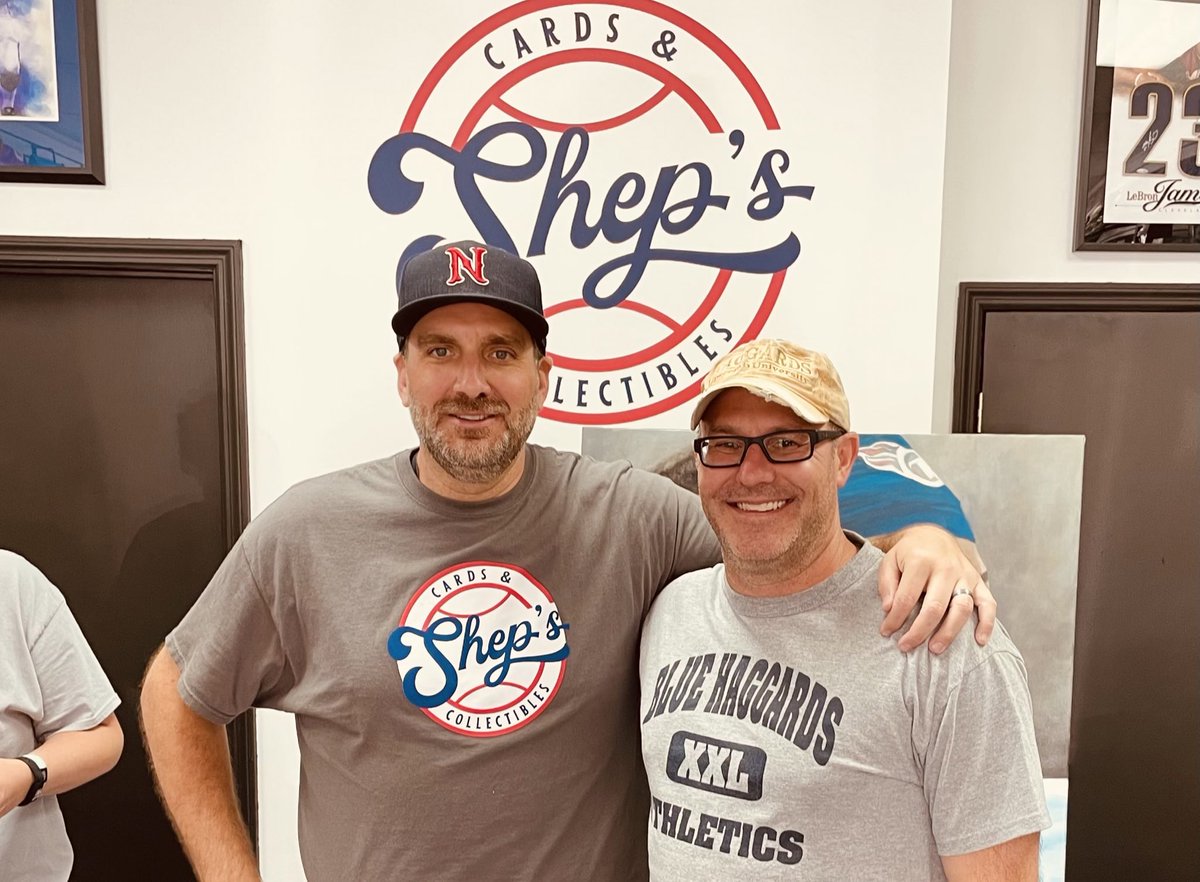 MarkHJent's tweet photo. My long time friend @jasonshep opened up his sports card shop today in Hendersonville! We met 25 years ago as freshman at Lipscomb; lived across the hall from each other on 8th floor Highrise. I’m excited for &amp; proud of him for pursuing a passion and taking this step of faith! https://t.co/YZrnpPS0Hn