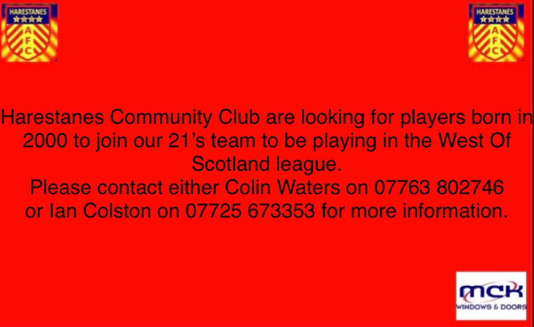 HarestanesAFC's tweet photo. 📢Recruiting for new players 📢
Please share
#harestanescommunity
#newplayersrequired
#mckwindows
#officialsponsor https://t.co/CGjYmSZssl