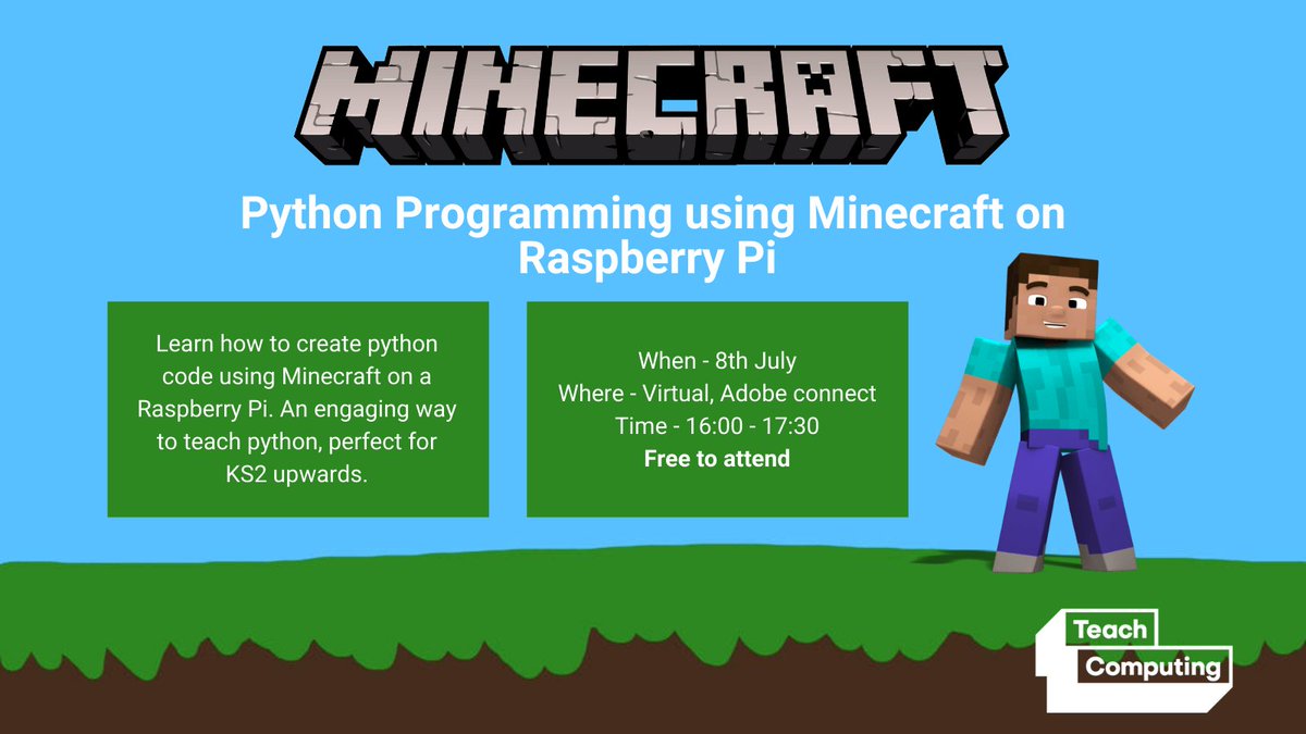 CraftyComputing's tweet image. Looking forward to running this fully funded training for @NCCENorthEast using #python to program in #minecraftpi on the #raspberrypi Come and join me on the 8th July at 4pm stem.org.uk/cpd/498560/pyt…