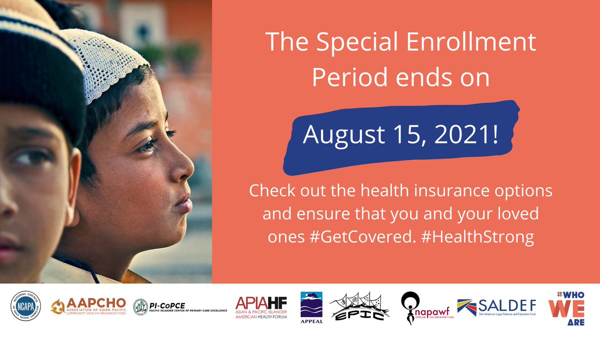 AAPCHOtweets's tweet photo. The “Special Enrollment Period” ends on August 15! Let’s prioritize the health of families across the country together! Remind your loved ones to head over to https://t.co/HWN6rITqR8 and check out their health insurance options before it closes. #WhoWeAre #HealthStrong https://t.co/tLvAEWqGrj