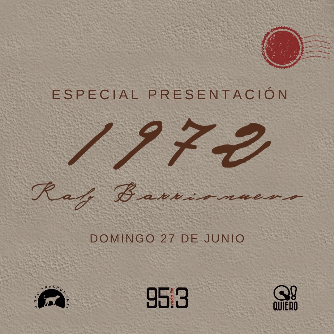 El domingo 27 de junio en Radio QUIERO! 95.3 tenemos un programa especial con la presentación de 1972, el nuevo disco de Raly Barrionuevo.

Seguí nuestras redes para enterarte más.

<a href="/RalyOficial/">Raly Barrionuevo</a> 
<a href="/DTrashumante/">Disco Trashumante</a>
#musica #folklore #radio
#LaMúsicaQueMásQuerés
