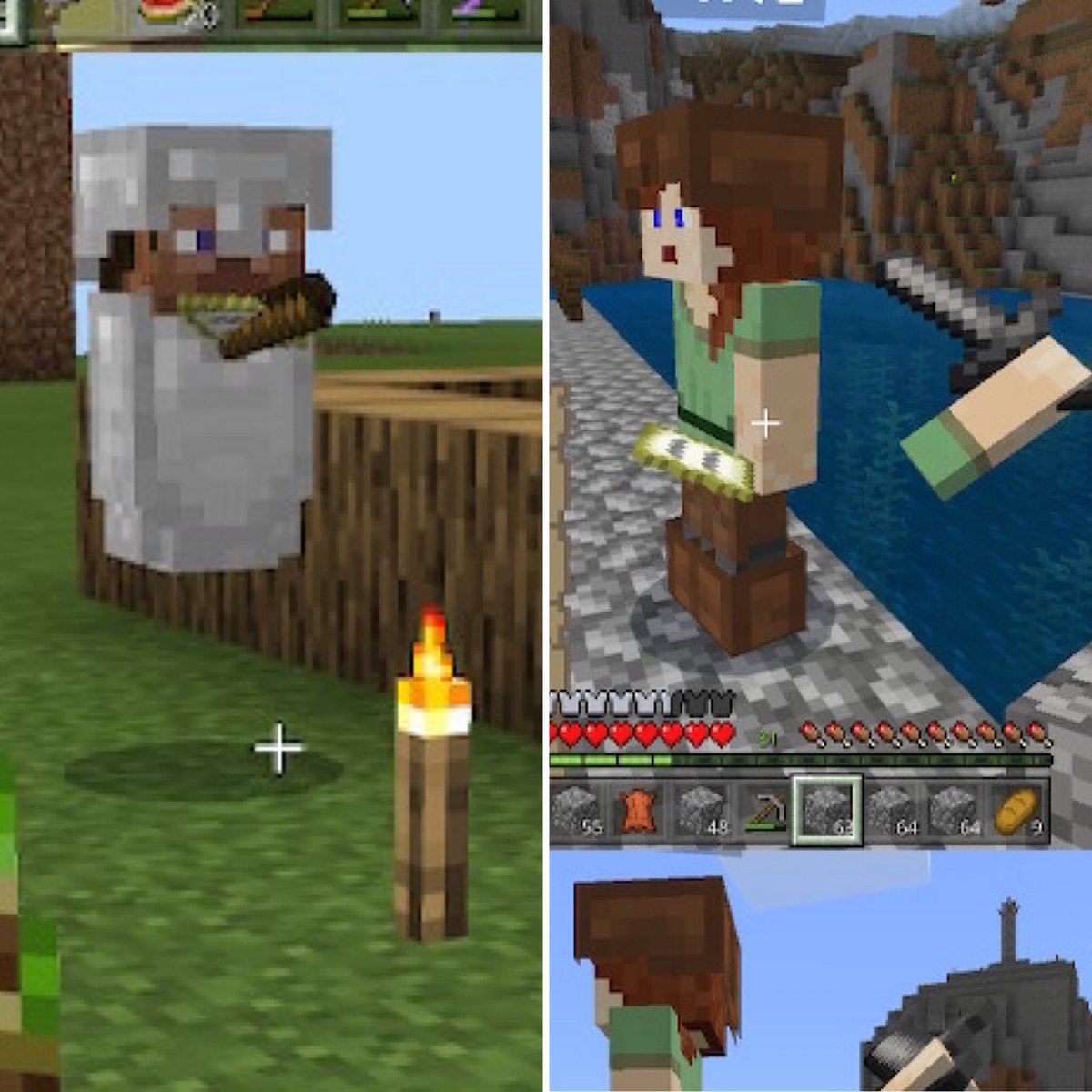 あや 昨日は子供達と3人でマイクラしたけどラグいのとバグが酷かったー 娘のキャラクターの腕が反対になっててそのままやってたら手足無くなって私もいつの間にか手足無くなっておじさんのキャラクターになってたし 手足ないから手に持ってる物は口