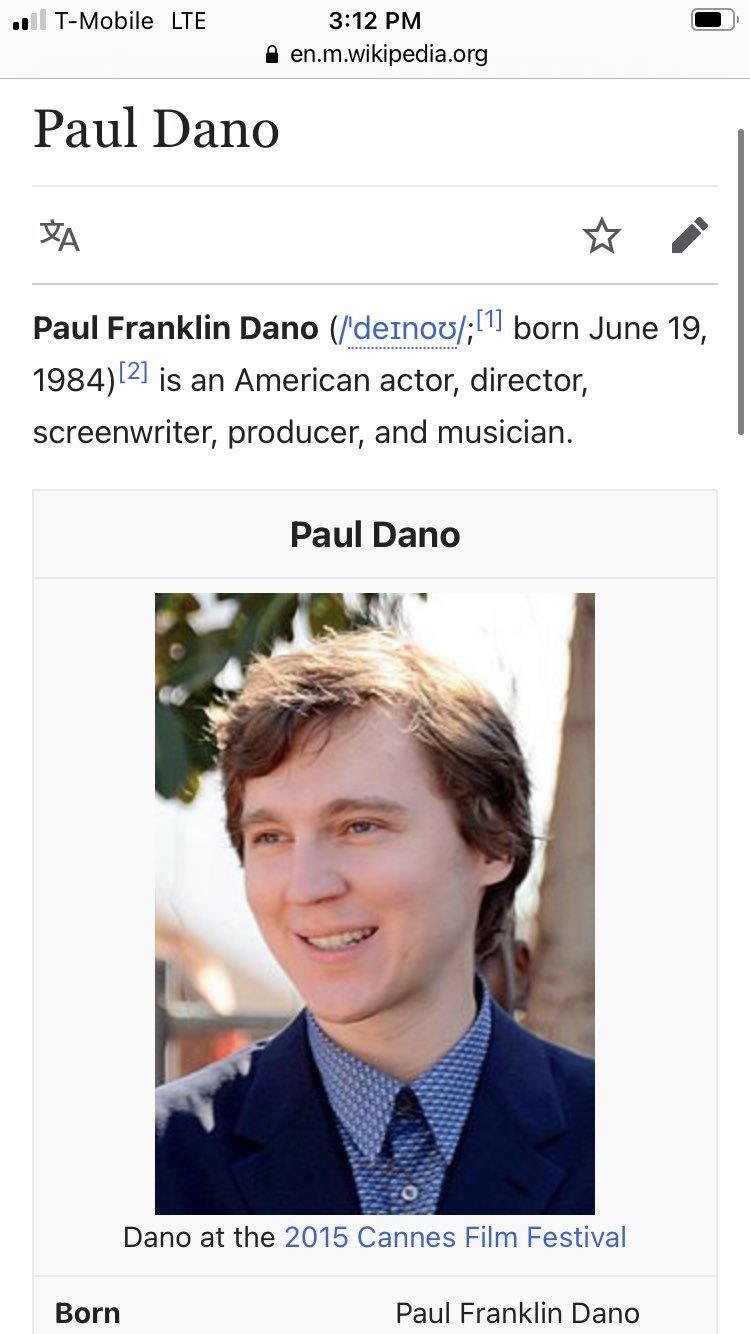 Had the weird urge to look up when Paul Dano s birthday is and this happened Happy Birthday, King 