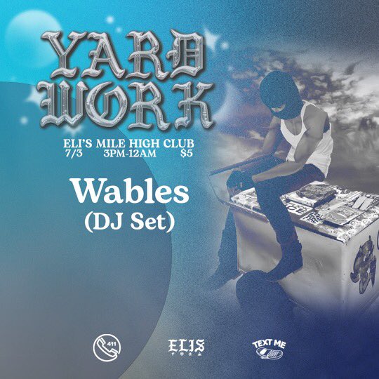 lol seeya at Eli’s on the 3rd
3pm-12am
$5 all day