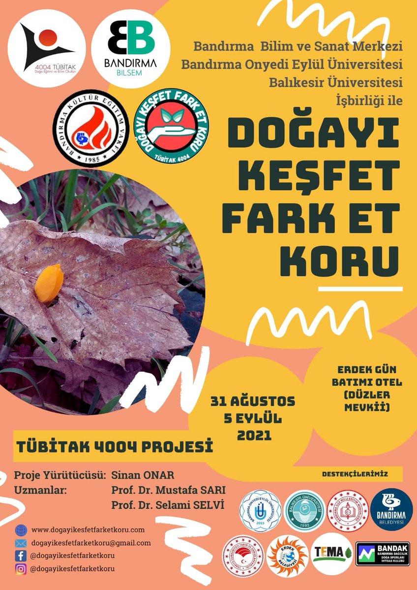 Yürütücülüğünü Kurumumuz Öğretmenleri Sinan Onar ve Melek Dinçerin yaptığı DOĞAYI KEŞFET FARKET KORU isimli TÜBİTAK  4004 projemiz Tübitak tarafından onaylandı... Projemize destek veren tüm kurum kuruluşlara teşekkür ediyoruz.. <a href="/mramazanbarin/">Ramazan Barın</a> @BilsemMeb <a href="/bandirmauni/">Bandırma Onyedi Eylül Üniversitesi</a> <a href="/balikesiruni/">Balıkesir Üniversitesi / Balıkesir University</a>