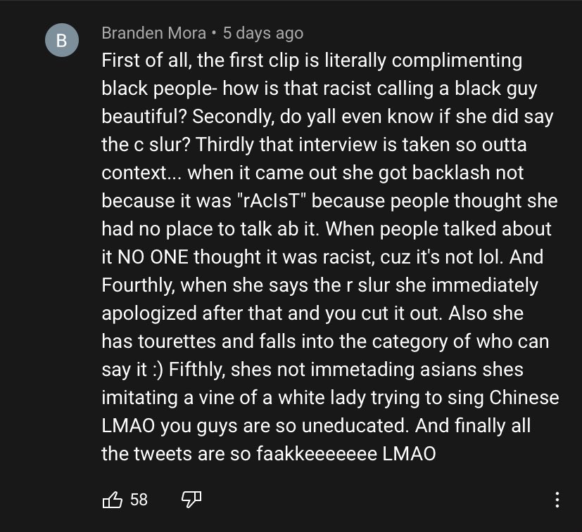 BruceSelina1940's tweet photo. Billie Eilish Racist debunked (some spelling is wrong in this comment, and the person knows she just has physical ticks. #BillieEilish #Drama #NotCanceled #NotRacist https://t.co/mU2JnIrogF