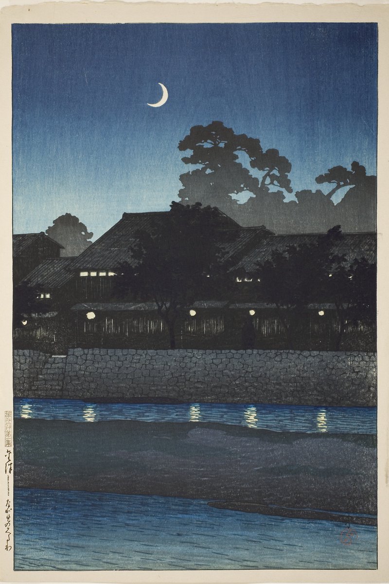 aic_asianart's tweet photo. Kawase Hasui, Nagare Pleasure Quarter, Kanazawa (Kanazawa Nagare no kuruwa), from the series Souvenirs of Travel, First Series (Tabi miyage dai isshū), 1920 https://t.co/qAb4Hjd7hi #kawasehasui #artinstituteofchicago https://t.co/7XJD2X8xjp