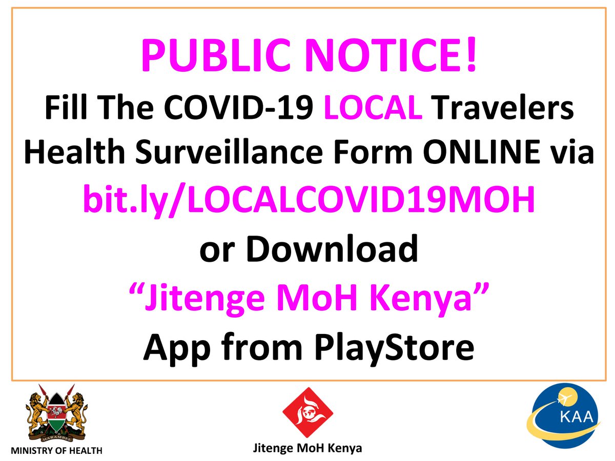 Kenya local air travel Health Surveillance form to manage spread COVID-19 is digital!