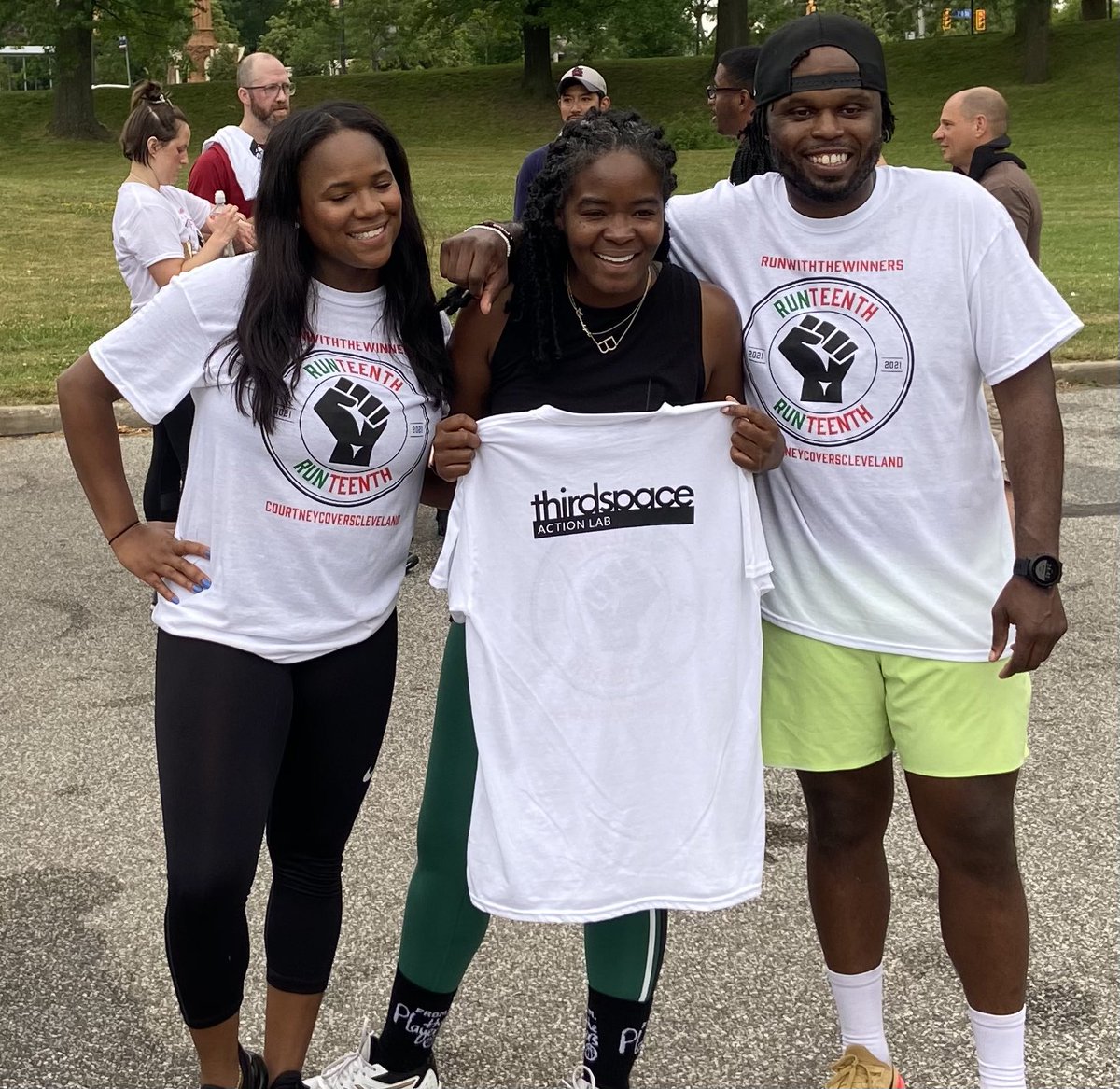 ccarsonthompson's tweet photo. Enjoyed celebrating #Juneteenth with @evburnett @3rdSpaceCLE @CourtneyLynnC and #runwithwinners. #Freedom https://t.co/JcgaKiw0Bo