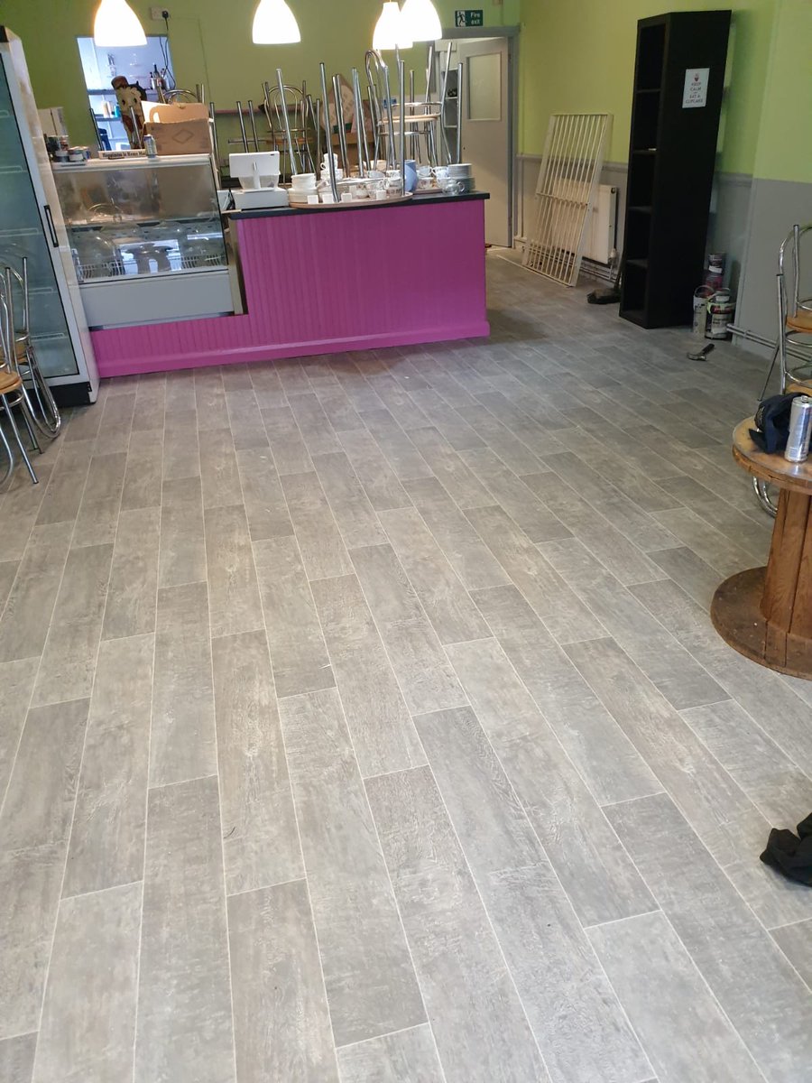 Commercial spec vinyl #flooring we recently installed in a local cafe. 🥪🧁☕.