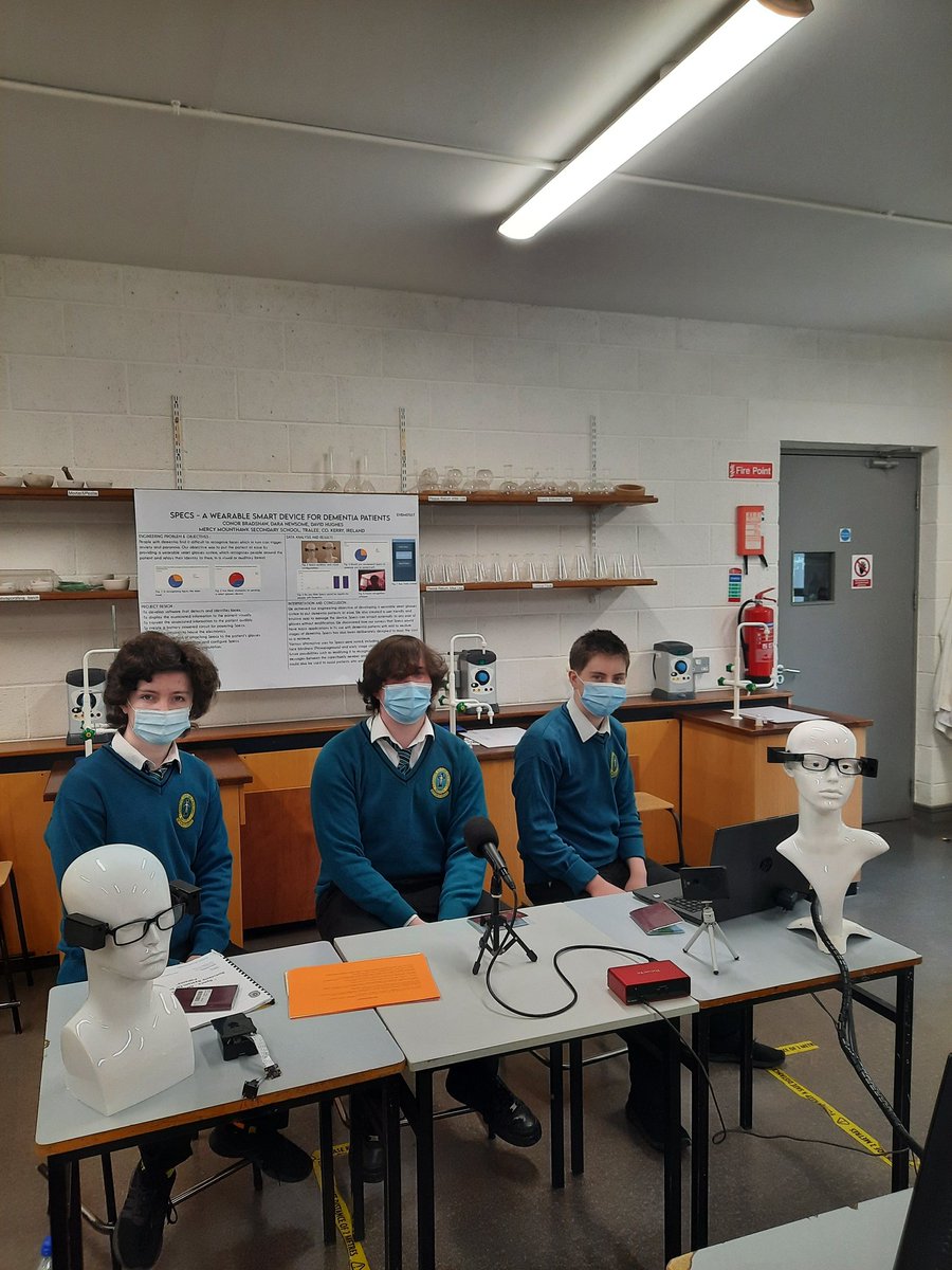 SciFest4STEM's tweet photo. Dara, David and Conor all ready for their #GYSTB judging this morning. Well done. We are all very proud of you. Well done also to their teacher Ms Nolan. @MounthawkMercy @IrishSciTeach @bostonsci @kerrysciencef @CIT_PhysSci @MTU_Kerry #gystb2021 @Society4Science https://t.co/hCdPqBjypB