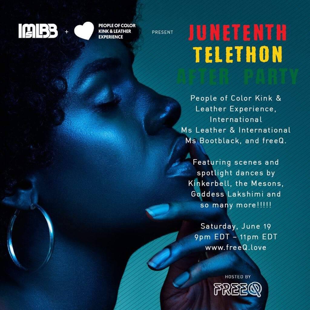 POCKLEProject's tweet photo. Finish yourselves off with us tonight in the FreeQ platform for a JUNETEENTH Teletho Dungeon Dance Afterparty to get your freak on in a safe online space that welcomes consensual digitally shared play and sex. 
Click the link below to get your  tickets!

https://t.co/4xse7UotrC https://t.co/n5mx540CGB