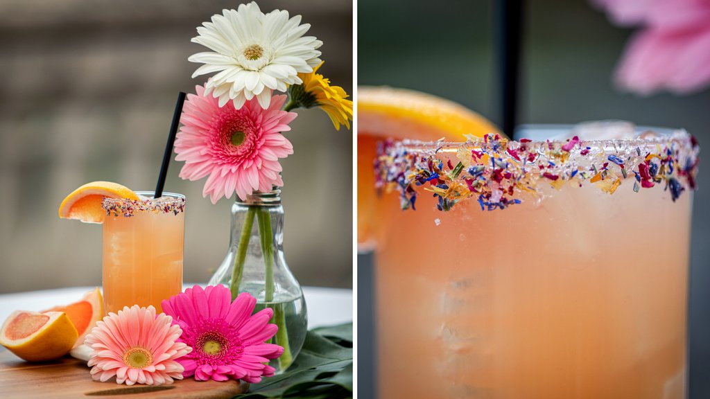 Ready to celebrate the official start of summer tomorrow? We sure are!
 
And we know just the cocktail to help you kick off the season 👉 The Patio Paloma: Casamigos Blanco Tequila, ginger simple syrup, lime &amp; grapefruit juices, a splash of rosé radler, and a floral sugar rim 🍹