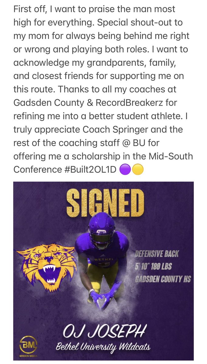 ajar1s's tweet photo. Apalachicola, FL ↗️ McKenzie, TN #BeyondBlessed @Coach2Bless @successathletic @Coach_Springer1 @BU_FootballTN https://t.co/J9tT6qjj4c