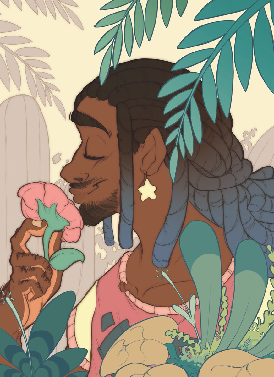 Puffappo's tweet photo. Happy #JuneTeenth2021 🌟

I just got suspended from my job so I’m taking it as a sign to start focusing more on my art! 

I’m Kiara, an illustrator based in Philly  and I love drawing plants, space and frilly clothes💖
#ImReallyBlack https://t.co/Lo2soI6SDa