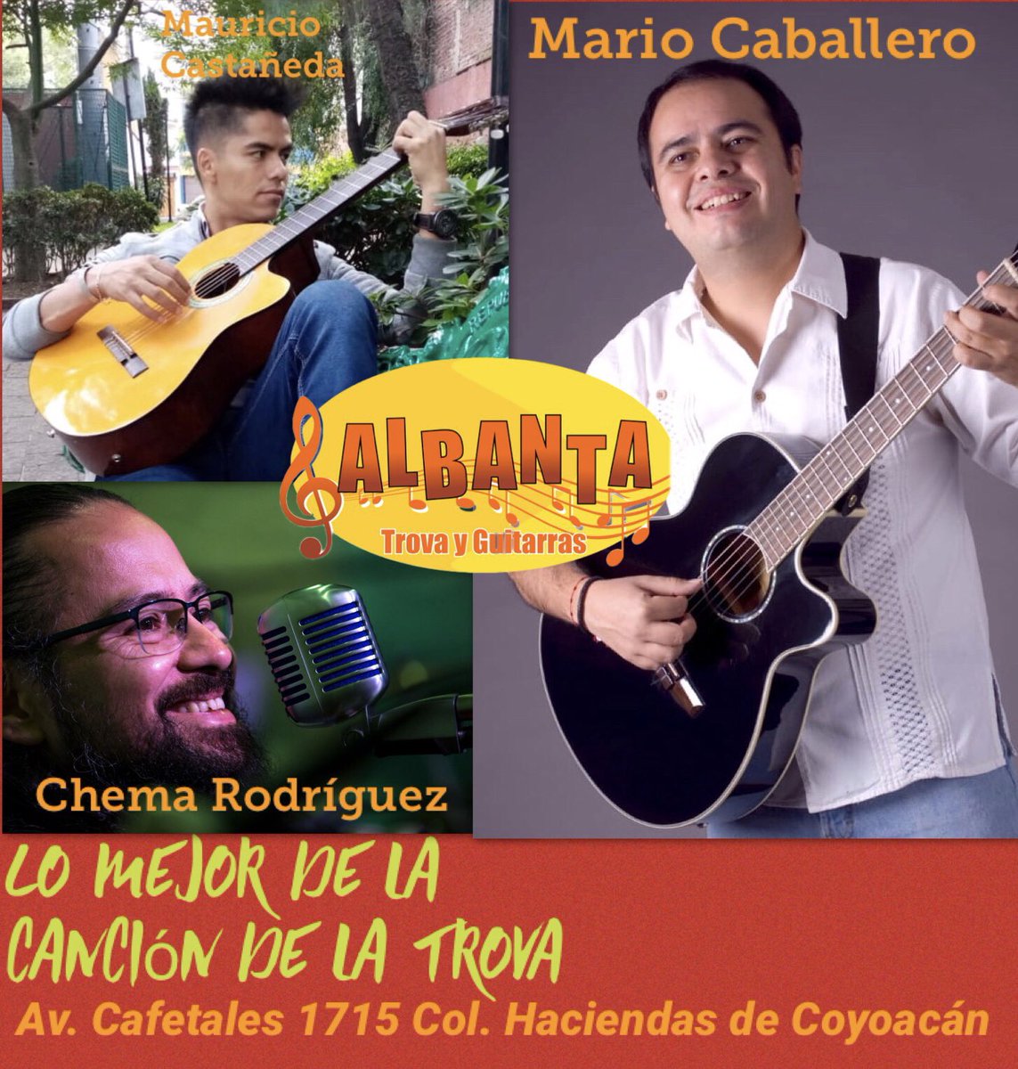 Una cena rica, una copita coqueta y todo el gran ambiente de las canciones de la Trova. 

Aún quedan unos poquitos lugares. 

Reserven al 5569047701 WHATSAPP.  

<a href="/mcaballero076/">Mario Caballero</a> <a href="/CHEMARGUEZ/">Chema Rodríguez Trova</a> 
#albantacontigo #albanta #trova