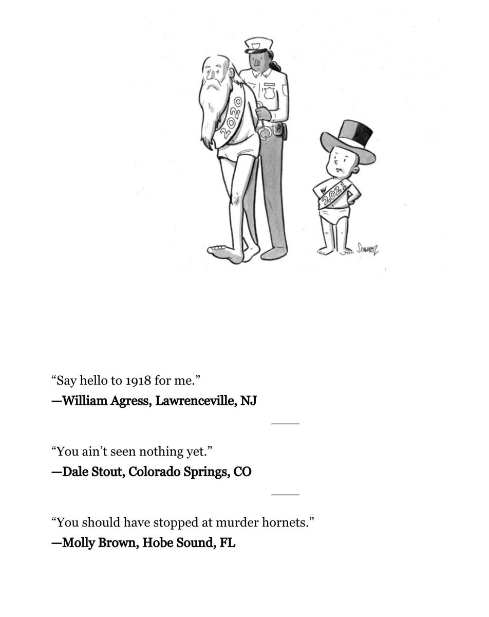 doc_nad's tweet photo. And the winning caption is...
My Entries in the Moment Cartoon Caption Contest for January/February 2021 https://t.co/vYzTnANjL5 #BenjaminSchwartz #MomentMag #NewYearsDay #Cartoon #CaptionContest https://t.co/DdBIXfUm6q