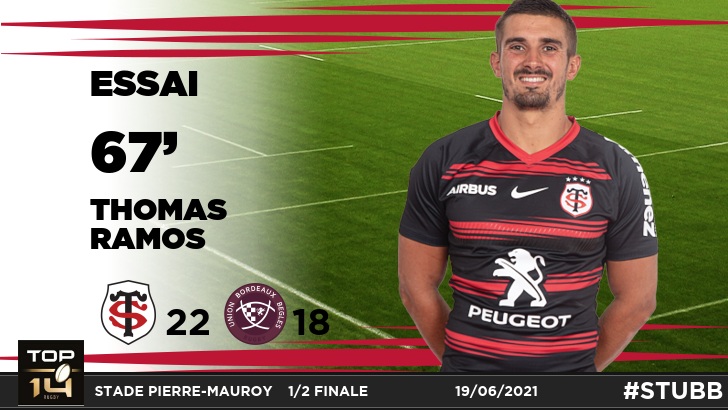 StadeToulousain's tweet photo. 67' : 22 - 18  | ESSAI DE @ThomRamos15 !

Les avants obtiennent un avantage et Dupont trouve Ramos qui s'infiltre dans l'intervalle et aplatit ! 🔥 #STUBB https://t.co/ld7Sl0YHBP