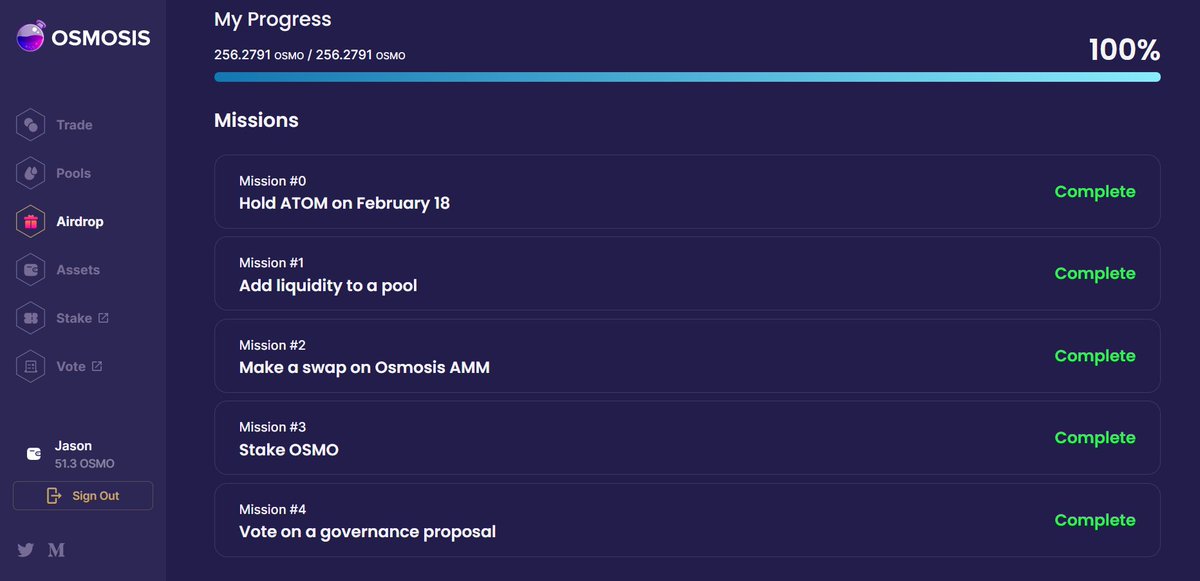jasbanza's tweet photo. 100% fairdrop claimed! 

https://t.co/kNeecBhBca
#OsmoLP $OSMO
$DVPN $ATOM $AKT https://t.co/pJ8JZYhqBU